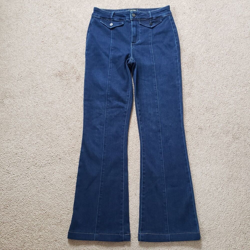 Women's Dark Blue Flare Jeans - High-Rise Wide Leg